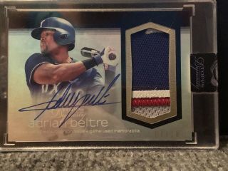 2018 Topps Dynasty Adrian Beltre 3 Color Game Patch On Card Auto 7/10
