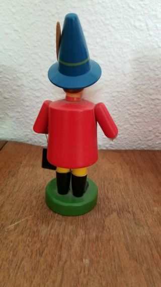 Old Vintage German Wood Smoker Man w/ Pipe & Lantern Figurine Incense Burner 2