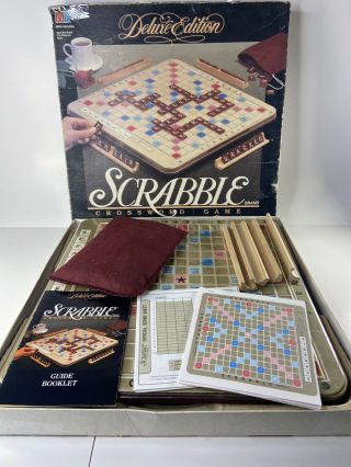 Scrabble Deluxe Edition 1989 Board Game With Turntable Made In U.  S.  A.  Vintage