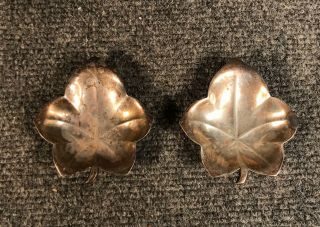 2 Vintage Tiffany & Co.  Sterling Silver Maple Leaf Shaped Candy Dishes 22475
