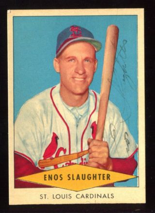 1954 Red Heart Dog Food Enos Slaughter Signed Auto St.  Louis Cardinals