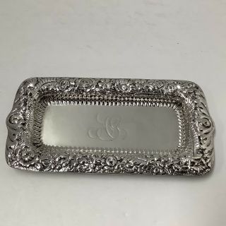 Tiffany Sterling Silver Pin Dish.  Repousse Border.  19th Century.  Antique