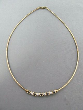 Vintage Ross Simmons Gold Wash Sterling Diamond & Sapphire Cable Choker Necklace