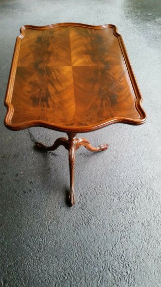 Antique Tilt Top Table Burled Book Matched Top Claw Foot
