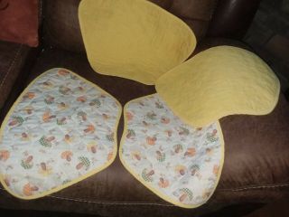 Vintage Set Of 4 Quilted Mushroom Placemats 18 " X12 " Perfect For A Round Table