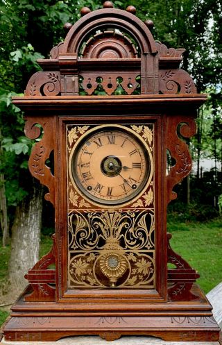 Antique Seth Thomas Eclipse Ball Clock Gingerbread Parlor Mantel Clock
