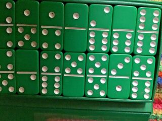 Vintage Double Six Standard Dominoes Green Tile Set Of 28