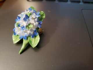 Vintage Royal Adderley Bone China Floral Pin Brooch Made in England Blue Flowers 2