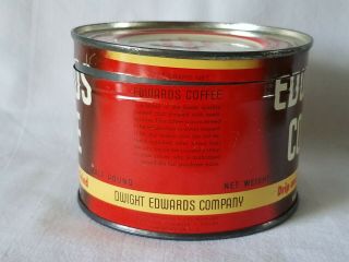 Vintage Edwards Coffee Can Key Wind One Half Pound Coffee Advertising Tin 3