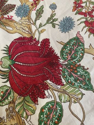 Pottery Barn Wells Palampore Floral Branches Red Linen Full/ Queen Duvet