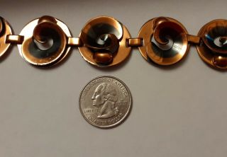 Vtg Modernist Copper & Silver tone linked bracelet signed Renoir 3