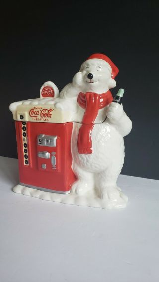 Vintage Coca Cola Polar Bear Vending Machine Cookie Jar Houston Harvest 2