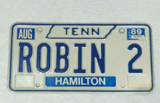 Vintage 1989 Tennessee Vanity License Plate “robin 2 " Batman Robin Hood Tn Tag