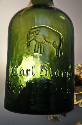 700 Ml Carl Mampe Berlin Danzig Antique 1880 Germany Bottle Old Glass Elephant