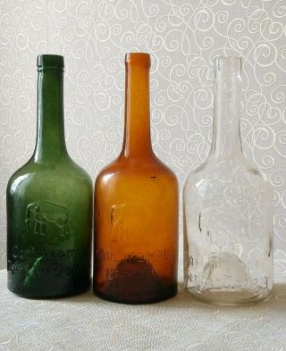 700 ml Carl Mampe Berlin Danzig Antique 1880 Germany bottle old glass elephant 2