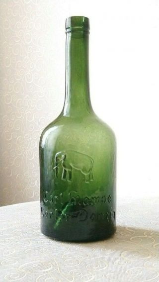 700 ml Carl Mampe Berlin Danzig Antique 1880 Germany bottle old glass elephant 3