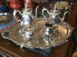 Baroque By Wallace Silver Plate Coffee & Tea Set,  Tray Not