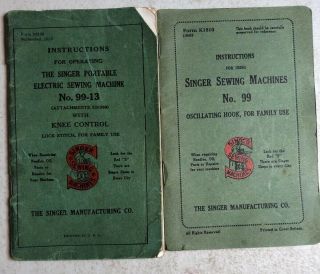 Vintage Singer Electric Sewing Machine 99 & 99 - 13 Instruction Operating Books