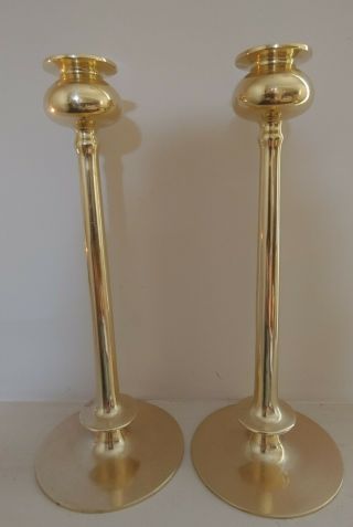 Vintage Robert Jarvie Style Brass 12 Inch Candlestick Pair