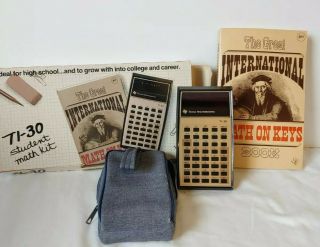 Vintage Texas Instruments Ti - 30 Scientific Calculator With Case & Book 1970s