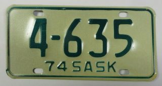 Vintage 1974 Saskatchewan Province,  Canada Motorcycle License Plate Tag 4 - 635