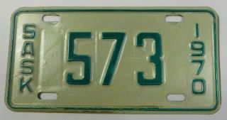 Vintage 1970 Saskatchewan Province,  Canada Motorcycle License Plate Tag 573