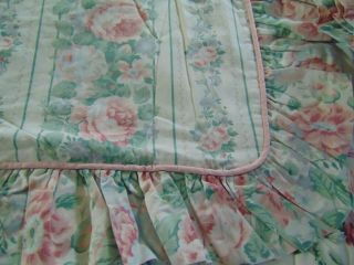 Pair Croscill Standard Pillow Shams Pink Roses Floral Ruffle Vintage Cottage