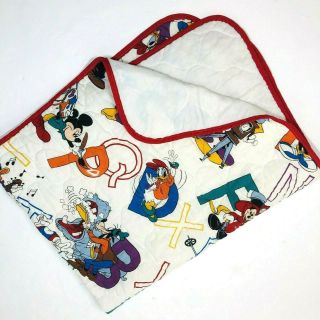 Vintage Dundee Disney Co.  Baby Blanket Quilted With Characters Alphabet Mickey
