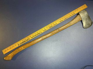 Vtg PLUMB Champion Single Bit Axe Head & Handle Lumber Tool 34” 4lb 5oz Antique 3