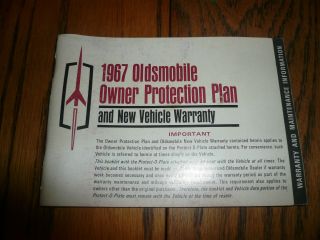 1967 Oldsmobile Owner Protection Plan - Vintage - Glove Box With Protect - O - Plate