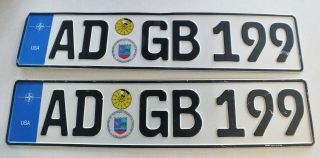 License Plates Us Military Vehicle In Germany W/ Registration Seal Set
