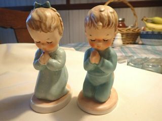 Vintage Goebel " Bless Us All " Little Girl And Boy Praying Figurines W.  Germany