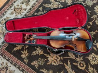 Antique 19 - 20th Century German Violin With Case And Extra Bridge And Strings