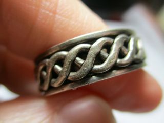Sterling Silver 925 Estate Vintage Celtic Weave Swirl Spinner Band Ring Size 12