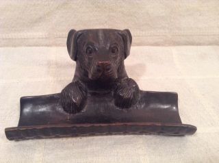 Vintage Puppy Dog Pen Pencil Holder Bronze On Brass