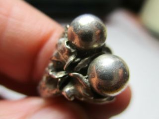 Sterling Silver 925 Estate Vintage Double Bead Ball Flower Band Ring Size 6