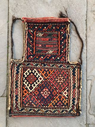 Antique Sumac Bag,  Full 16” X 22” At Widest Part.  Hand Knotted Wool And Organic