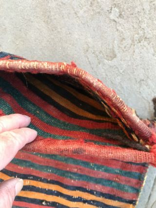 Antique Sumac bag,  full 16” x 22” at widest part.  Hand knotted wool and organic 2