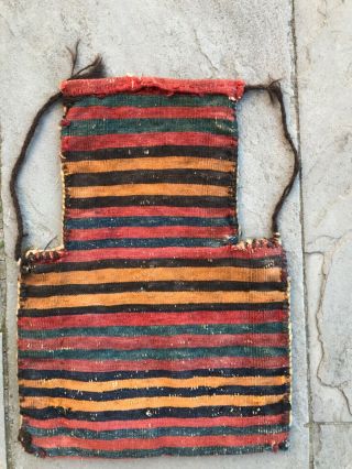 Antique Sumac bag,  full 16” x 22” at widest part.  Hand knotted wool and organic 3