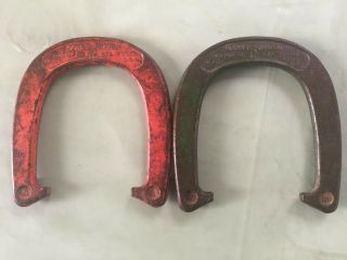 2 Vtg Duluth Diamond Double Ringer Official Horseshoes Set Drop Forged 2.  5 Lbs