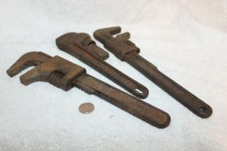 Vintage Three Monkey Pipe Wrenches Bridgeport,  Creswcent Tool