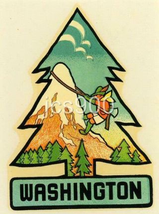 Vintage Washington State Mountain Trees Duro Travel Water Windshield Auto Decal
