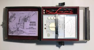 Vintage Weston 666 Multimeter With Case & Leads And Weston 9970 - 0271961 Rf Probe