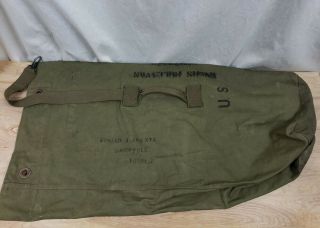 Vintage Vietnam Era Us Army Canvas Duffel Bag Od Green Military Issue Named