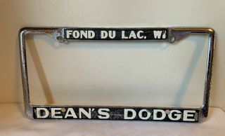 Fond Du Lac Wisconsin: Vintage License Plate Frame Dean 