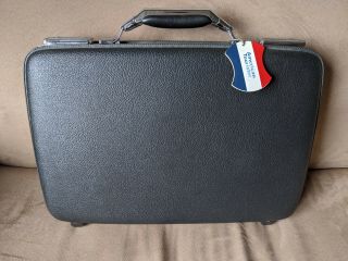Vintage American Tourister Tiara Hard Shell Attache Briefcase - Dark Gray No Key