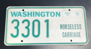 Vintage 1985 Washington License Plate Historic Vehicle Horseless Carriage; 3301
