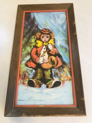 Vintage Ozz Franca Boy Clown Oil Painting Framed and Signed Lithograph 2