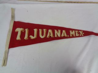 Vintage Tijuana Mexico Red Souvenir Pennant - Puffy Letters