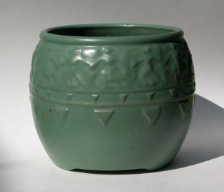 Zanesville Mission Arts & Crafts Pottery Matte Green 600 Egyptian Jardiniere Ex